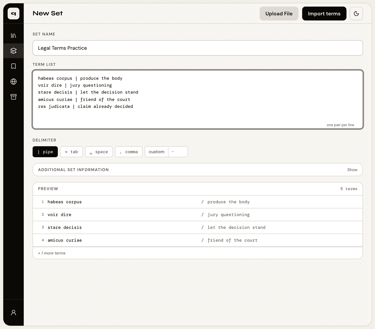 Import preview in qram